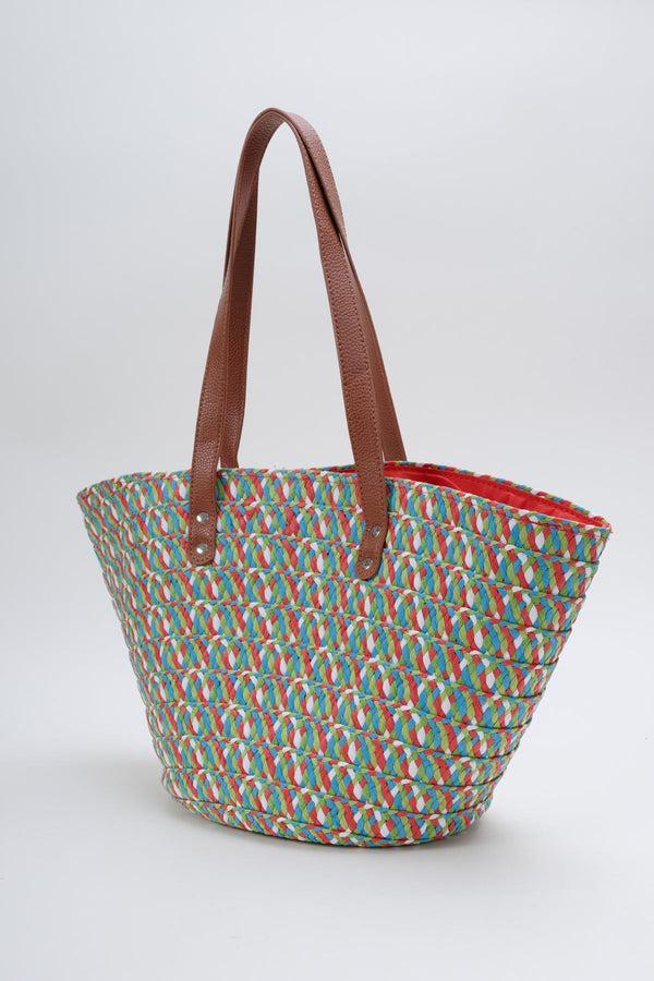 Carraig Donn Blue Multicolour Straw Tote Bag