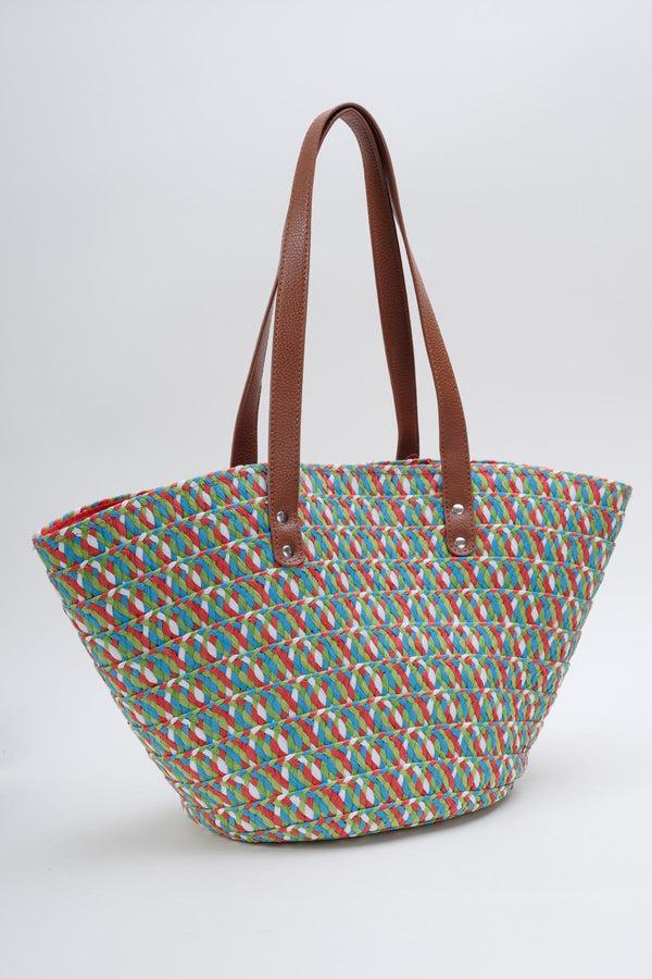 Carraig Donn Blue Multicolour Straw Tote Bag