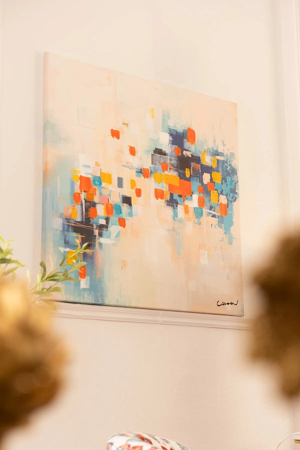 Carraig Donn Blue & Orange Abstract Canvas Wall Art