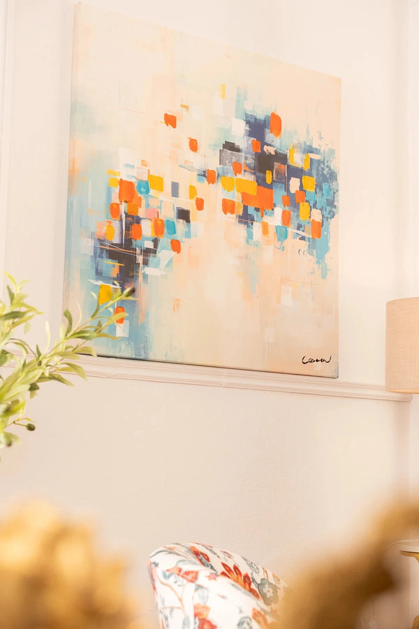 carraig donn Blue & Orange Abstract Canvas Wall Art