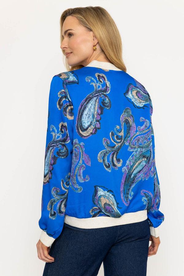 Carraig Donn Blue Paisley Printed Bomber Jacket