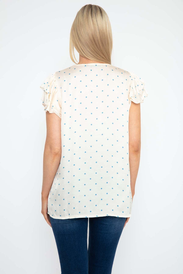 Carraig Donn Blue Polka Dot Satin Top