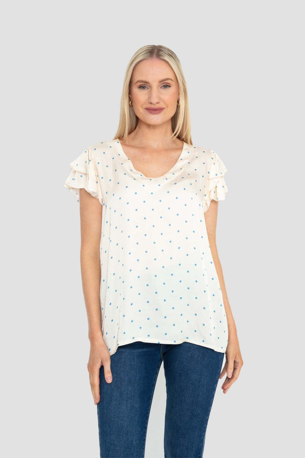 carraig donn Blue Polka Dot Satin Top