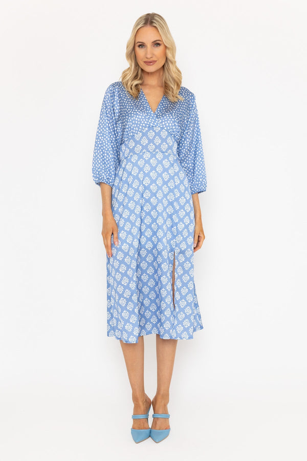 carraig donn Blue Print Eliza Midi Dress
