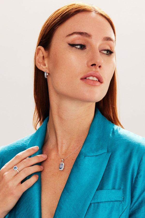 Carraig Donn Blue Rhodium Pendant Necklace