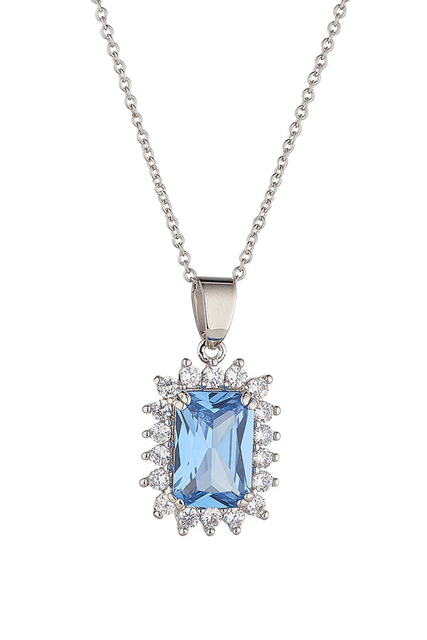 carraig donn Blue Rhodium Pendant Necklace