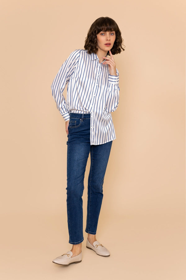 Carraig Donn Blue Silky Stripe Shirt