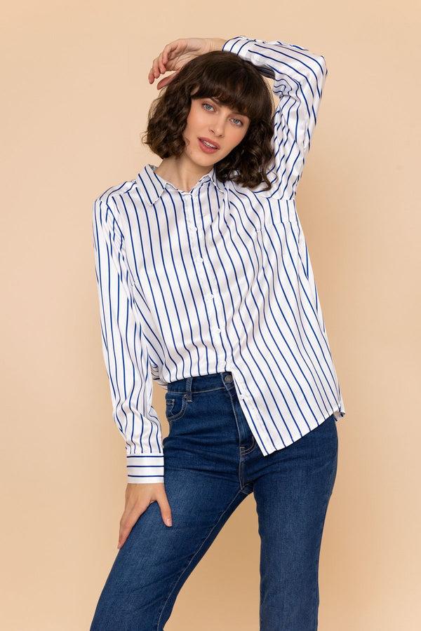 Carraig Donn Blue Silky Stripe Shirt