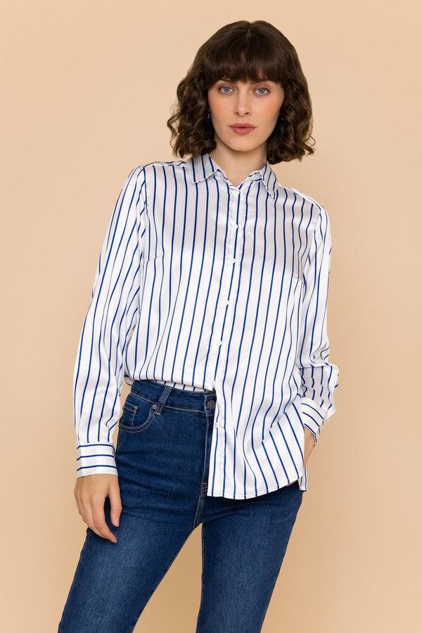 carraig donn Blue Silky Stripe Shirt
