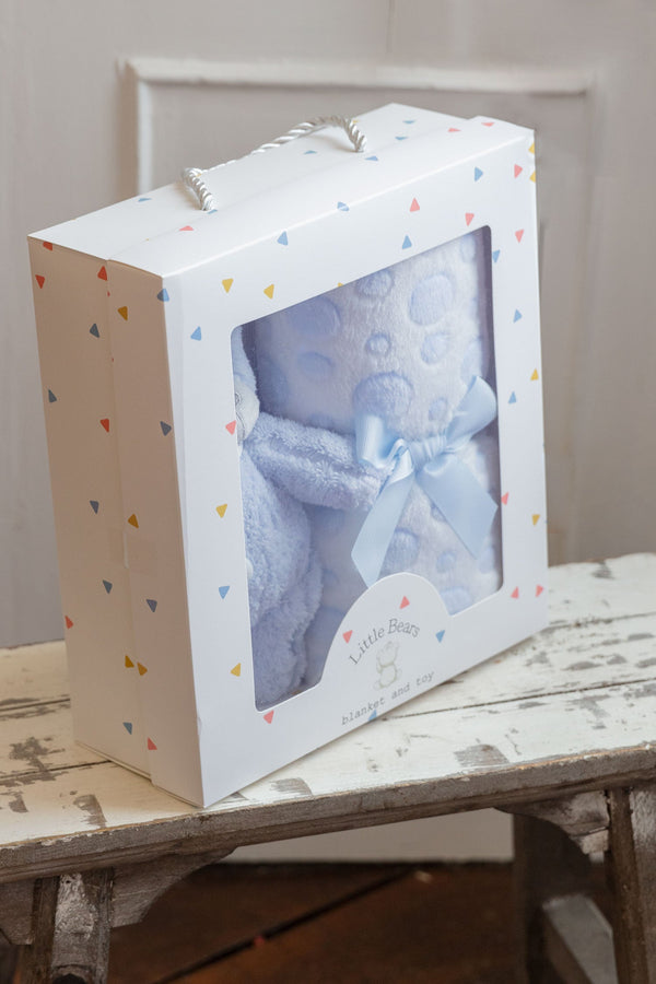 Carraig Donn Blue Teddy & Blanket Gift Set