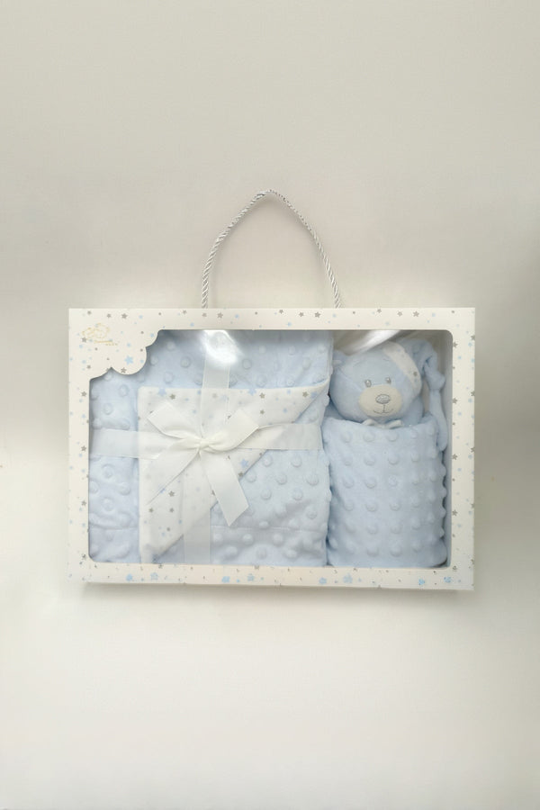 carraig donn Blue Teddy Comforter & Blanket Gift Set