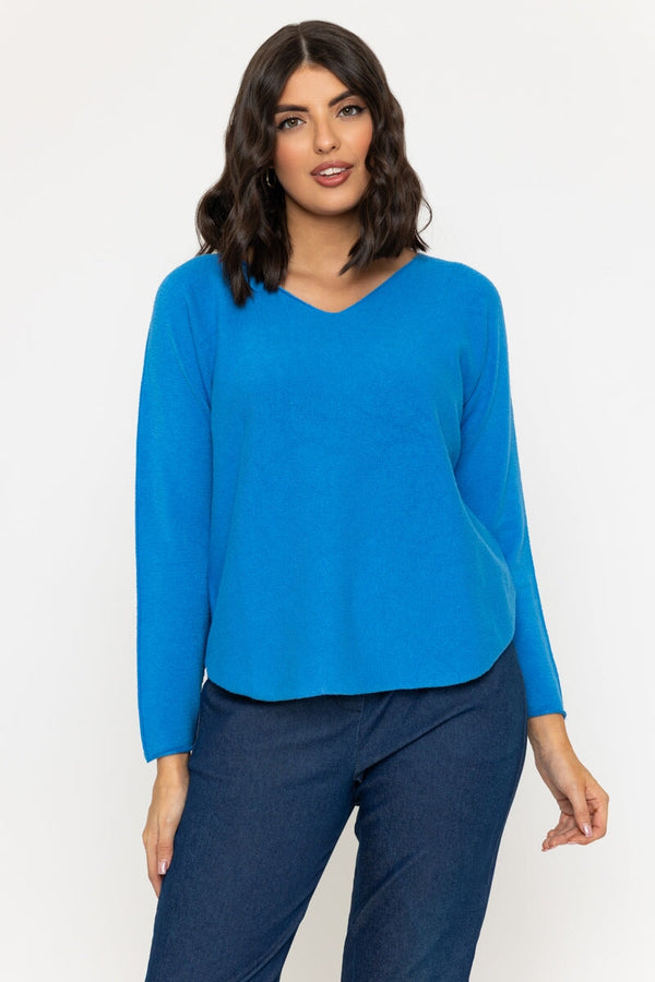 Carraig Donn Blue V-Neck Knit Jumper