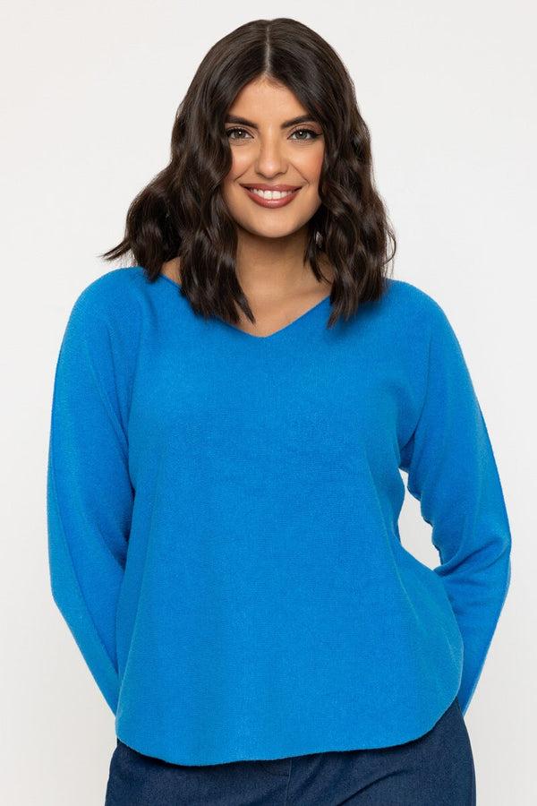 carraig donn Blue V-Neck Knit Jumper