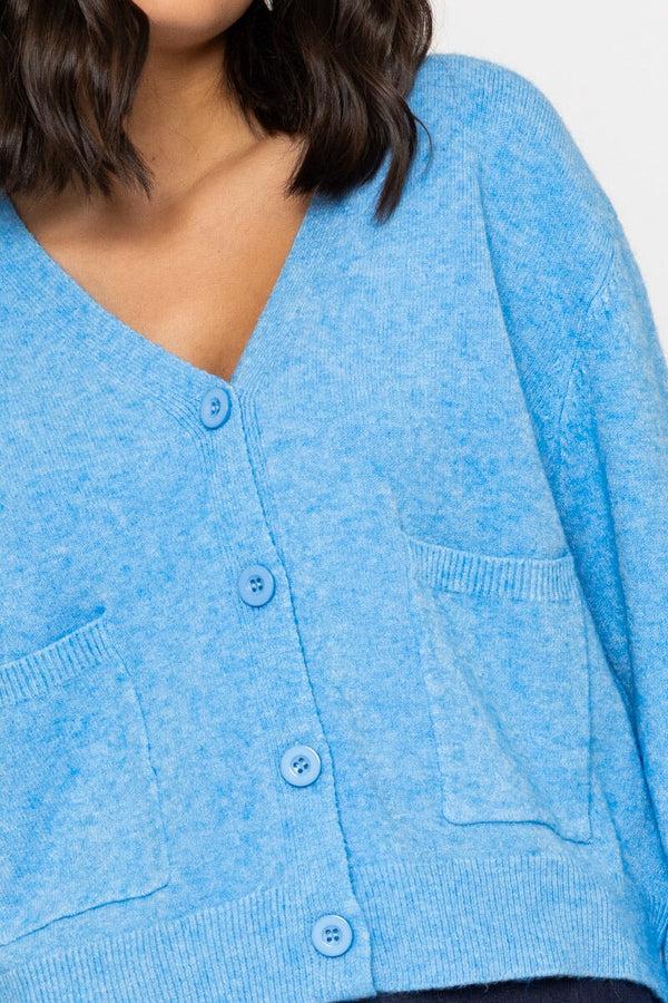 Carraig Donn Blue V-Neck Knitted Cardigan