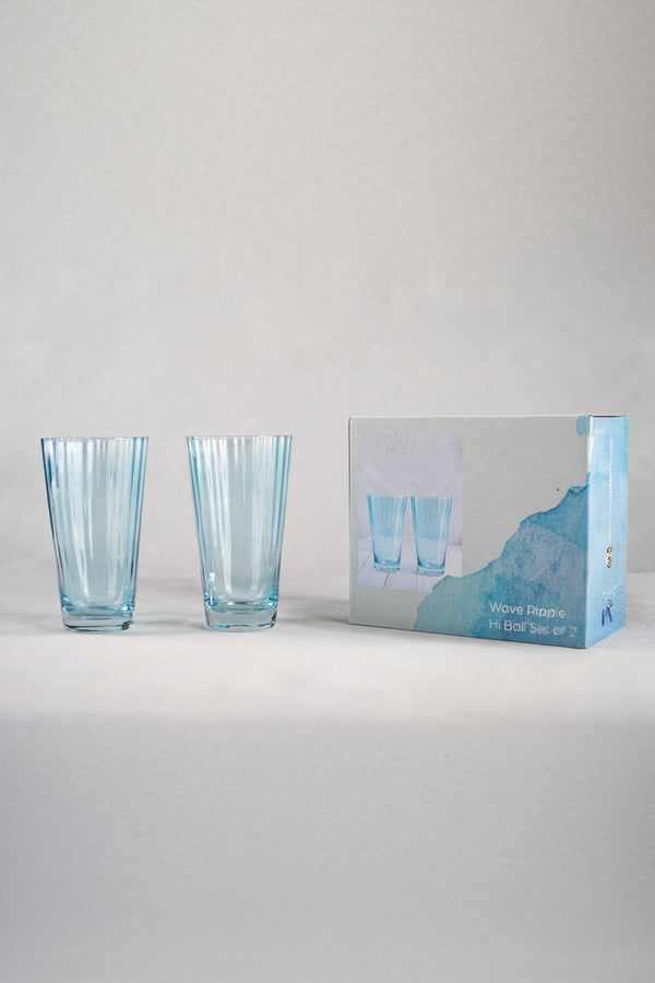 carraig donn Blue Wave Ripple Highball Set Of 2