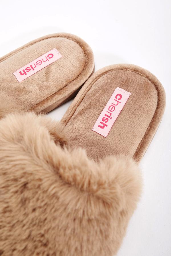 Carraig Donn Brown Faux Fur Slippers