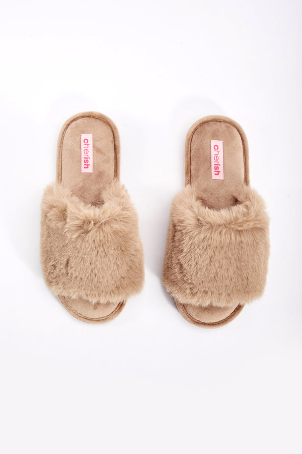 Carraig Donn Brown Faux Fur Slippers