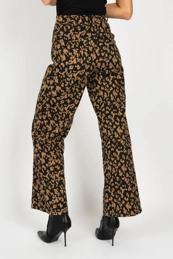 Carraig Donn Brown Leopard Print Wide Leg Jeans