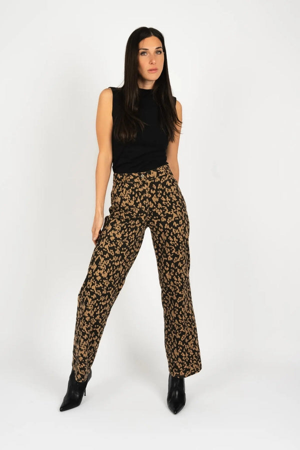 carraig donn Brown Leopard Print Wide Leg Jeans