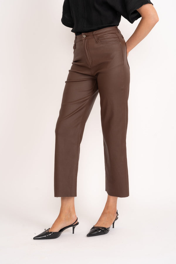 Carraig Donn Brown Seamless Faux Leather Jeans