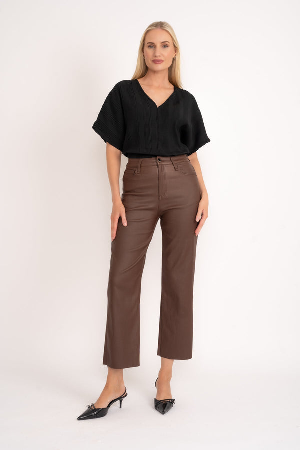 carraig donn Brown Seamless Faux Leather Jeans