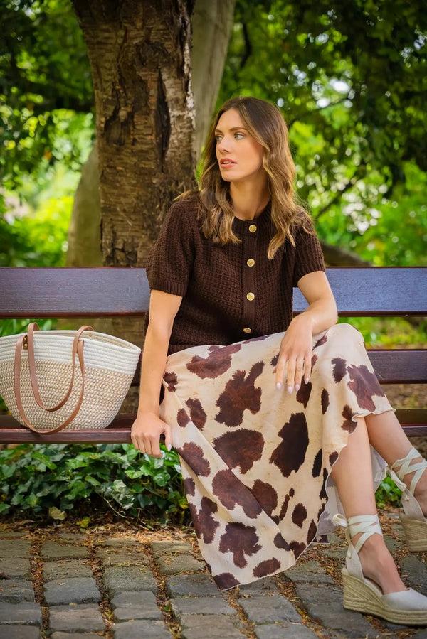 Carraig Donn Brown Short Sleeve Knit Cardigan