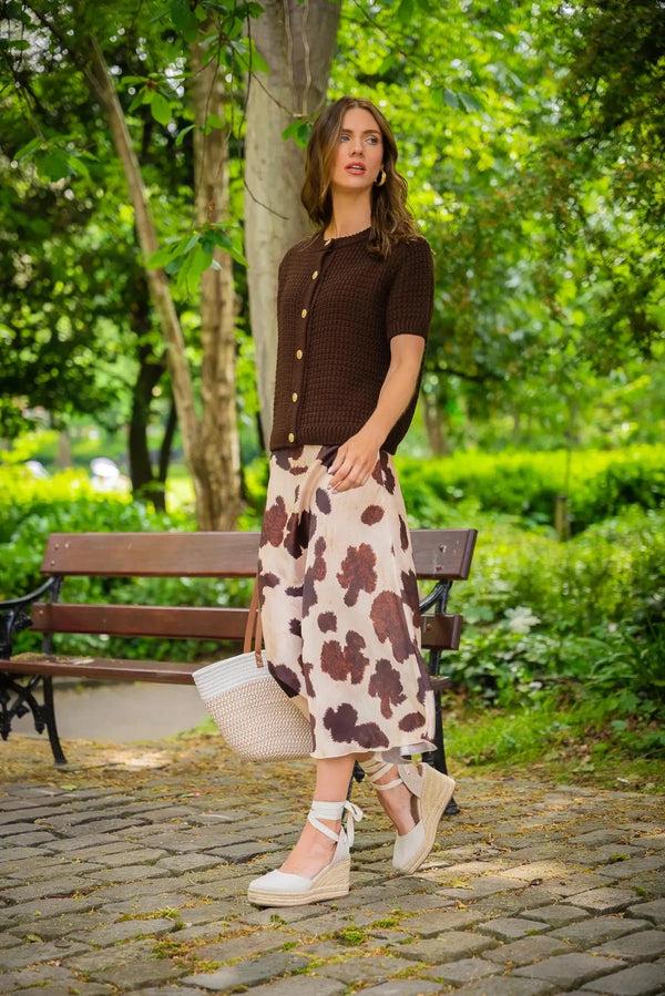 Carraig Donn Brown Short Sleeve Knit Cardigan