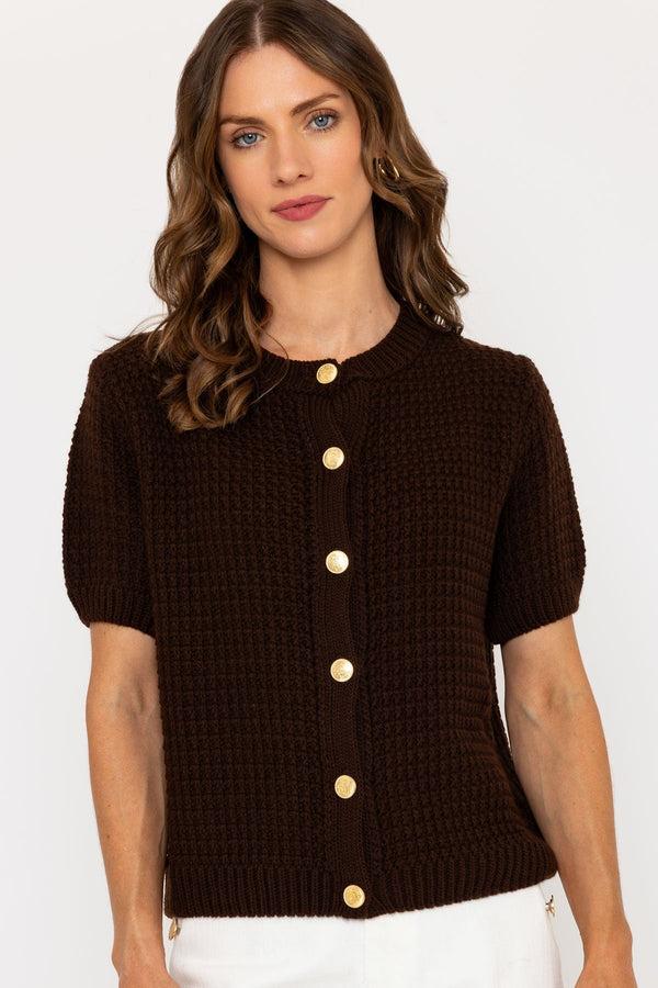 carraig donn Brown Short Sleeve Knit Cardigan