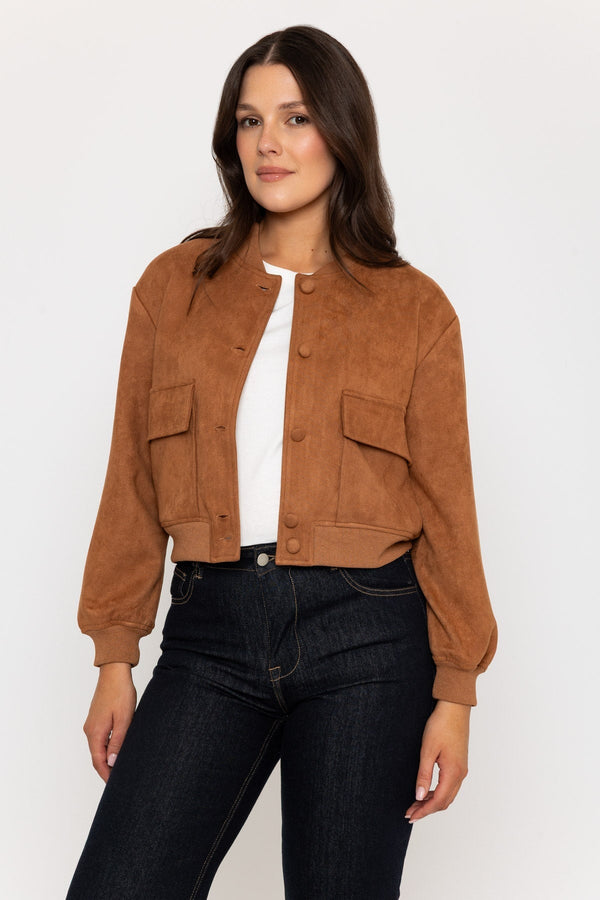 carraig donn Brown Suedette Bomber Jacket