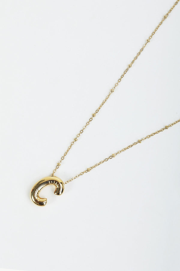 carraig donn Bubble "C" Gold Initial Necklace