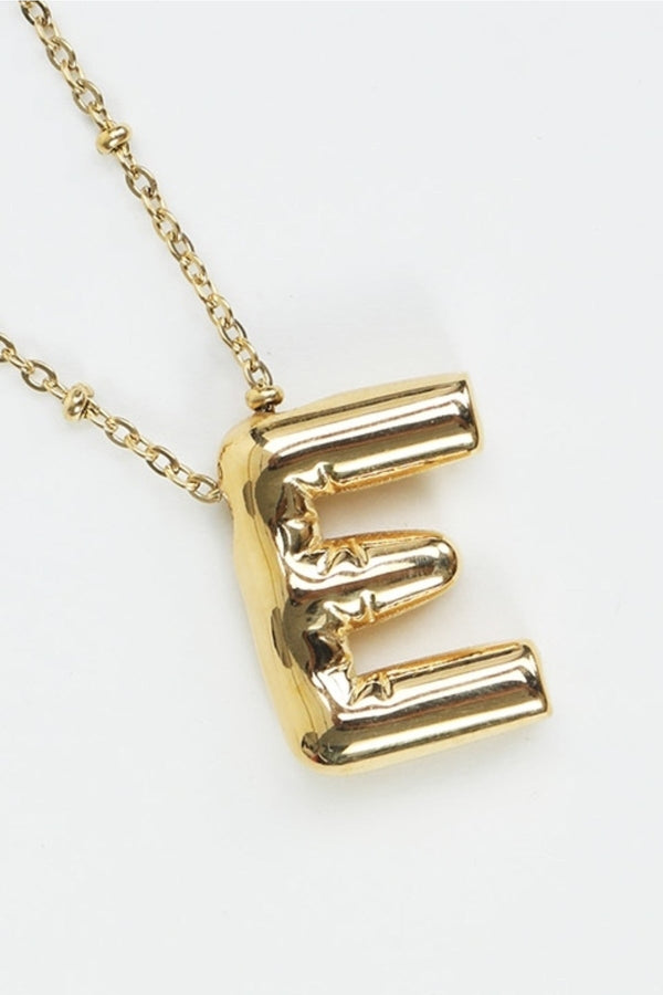 Carraig Donn Bubble "E" Gold Initial Necklace
