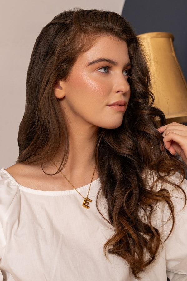 Carraig Donn Bubble "F" Gold Initial Necklace
