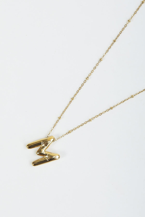 carraig donn Bubble "M" Gold Initial Necklace