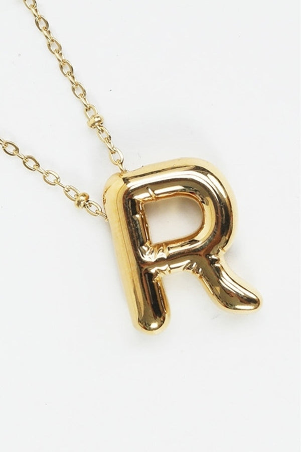 Carraig Donn Bubble "R" Gold Initial Necklace
