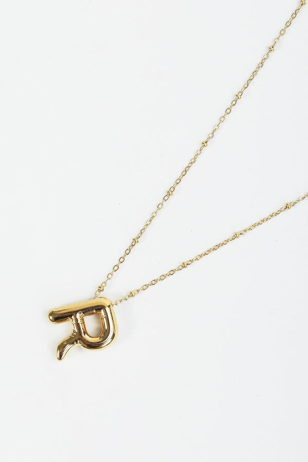 carraig donn Bubble "R" Gold Initial Necklace
