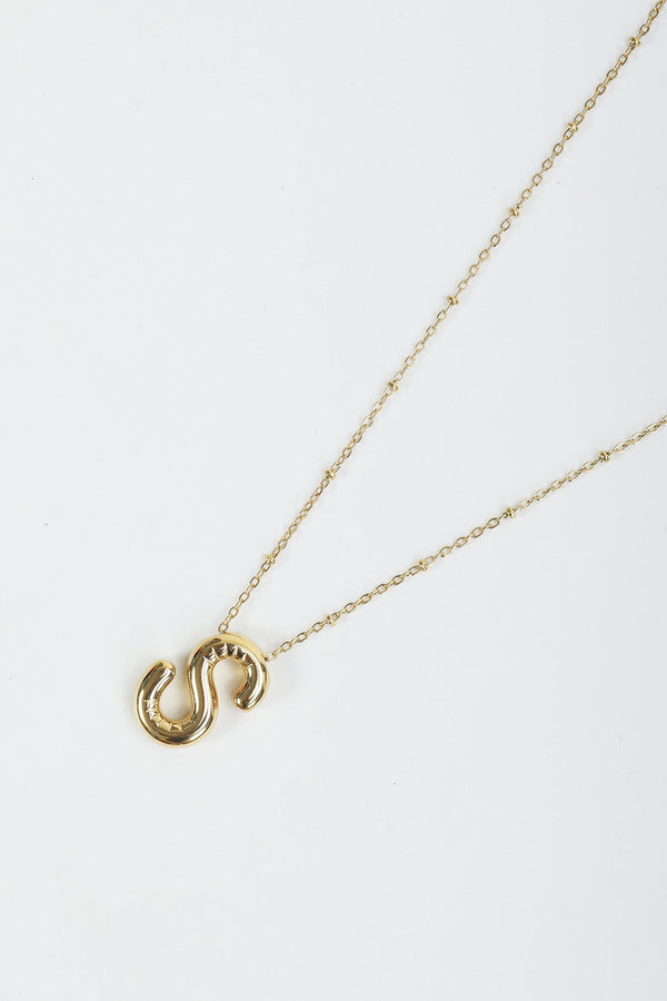 carraig donn Bubble "S" Gold Initial Necklace