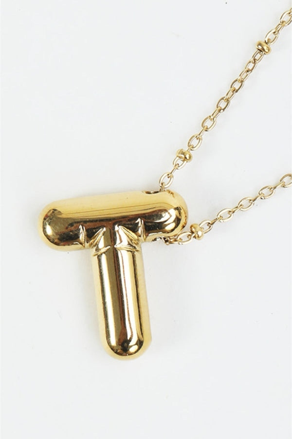 Carraig Donn Bubble "T" Gold Initial Necklace
