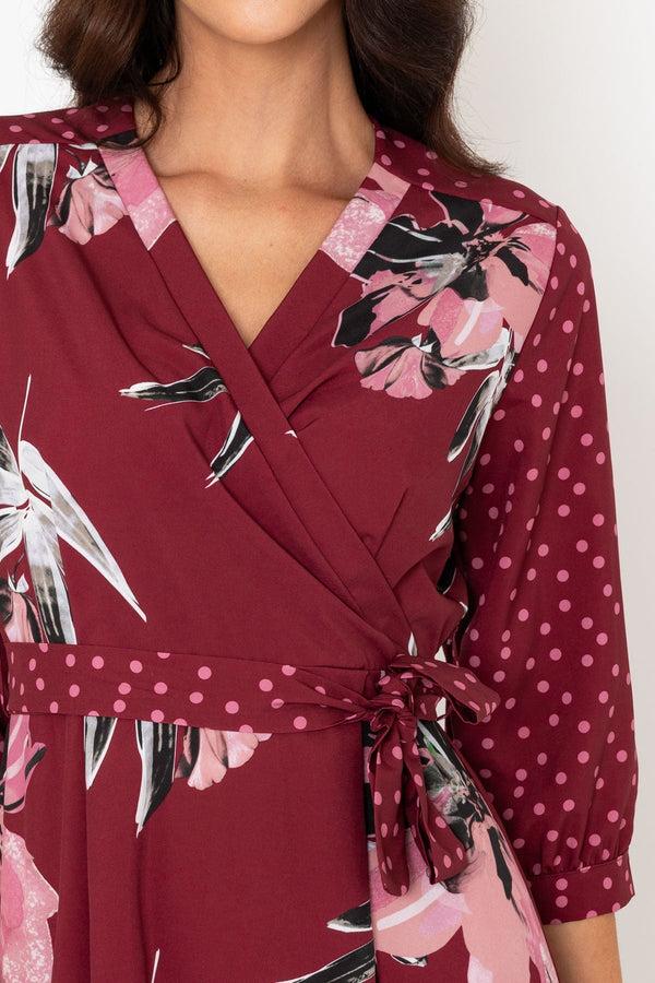 Carraig Donn Burgundy Print Jacqueline Midi Dress