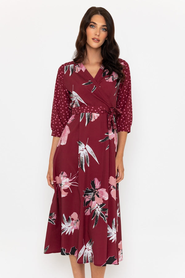 Carraig Donn Burgundy Print Jacqueline Midi Dress
