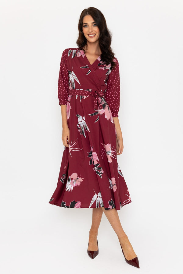carraig donn Burgundy Print Jacqueline Midi Dress