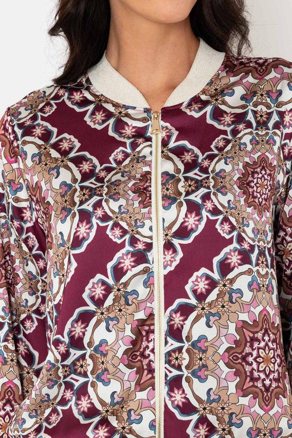 Carraig Donn Burgundy Printed Bomber Jacket