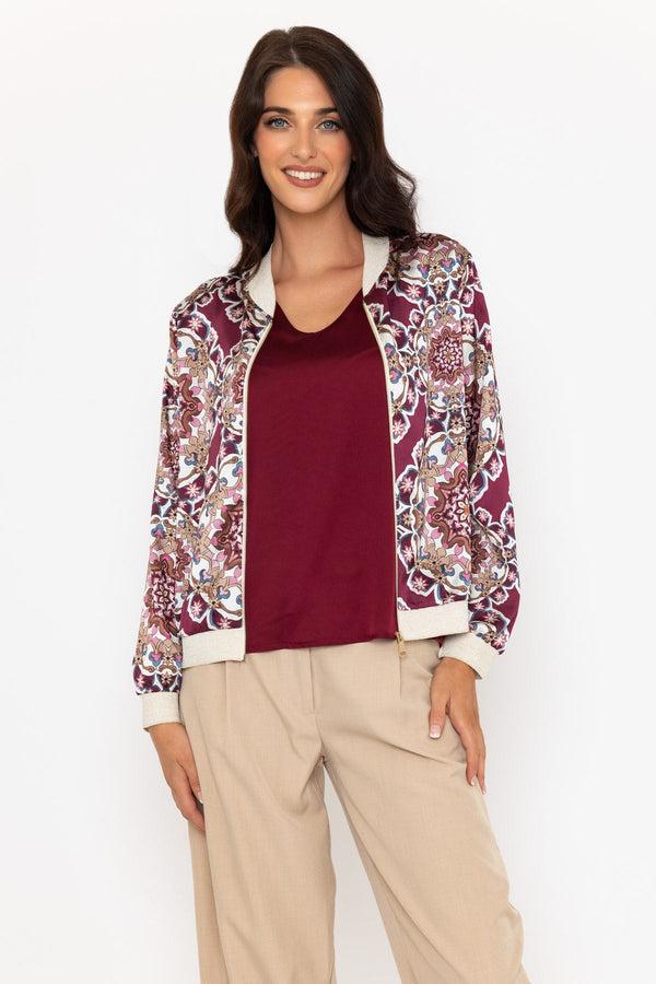 carraig donn Burgundy Printed Bomber Jacket