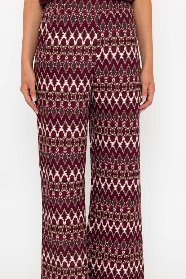 Carraig Donn Burgundy Printed Wide Leg Trousers