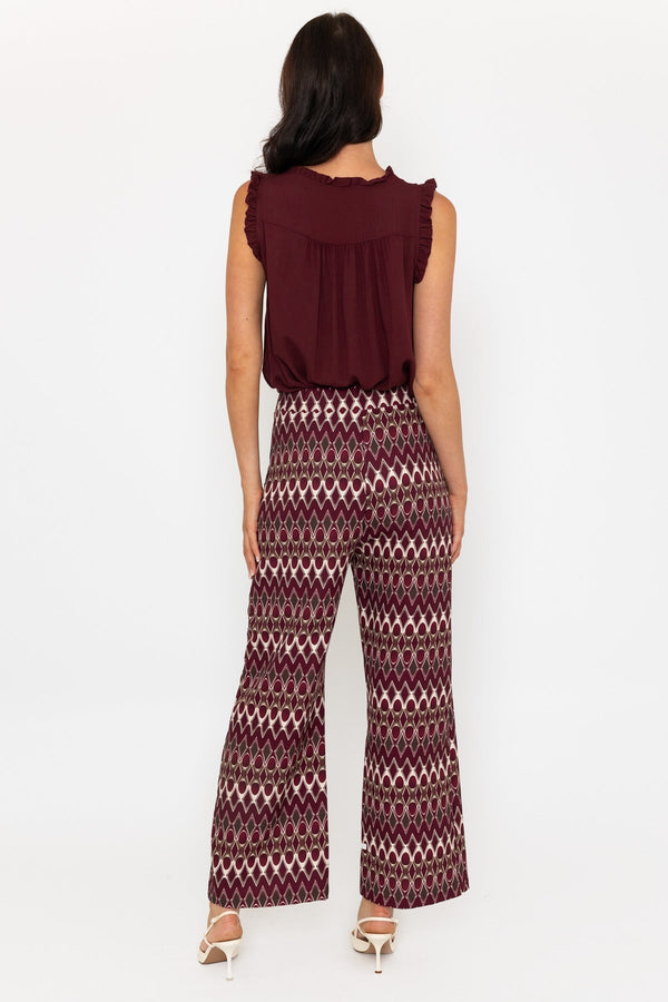 Carraig Donn Burgundy Printed Wide Leg Trousers