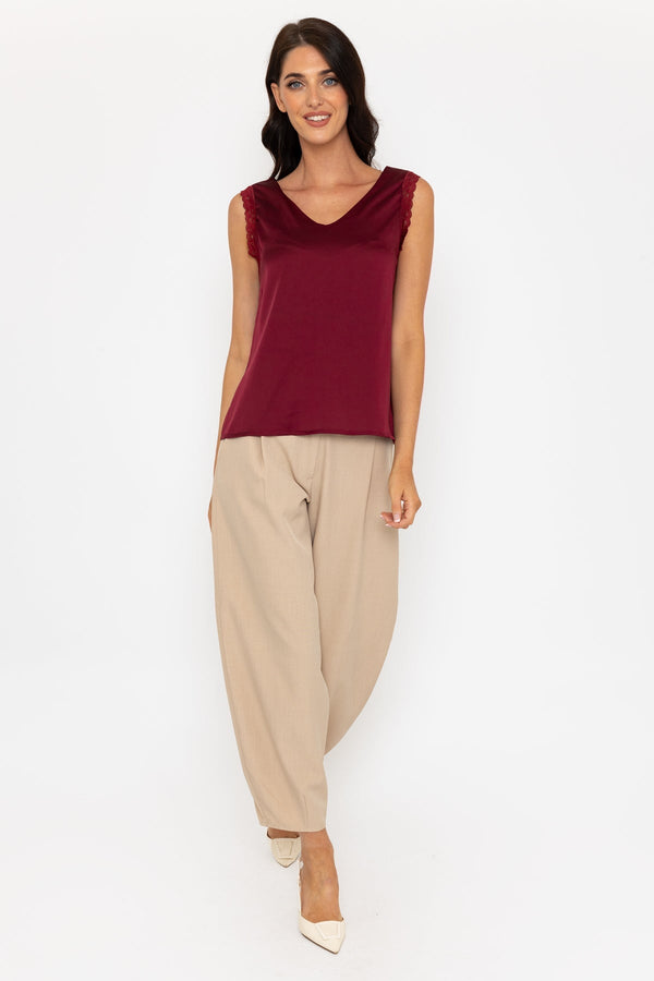 Carraig Donn Burgundy Sateen Sleeveless Cami Top