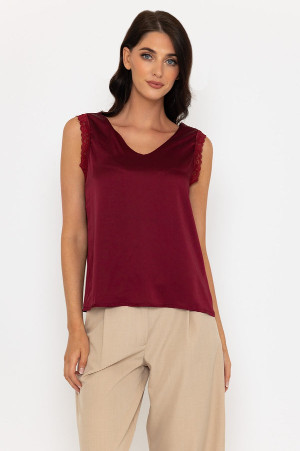 carraig donn Burgundy Sateen Sleeveless Cami Top