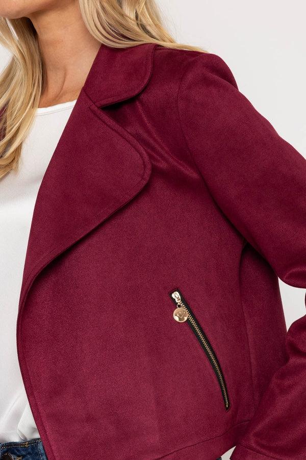 Carraig Donn Burgundy Suede Jacket Cover Up