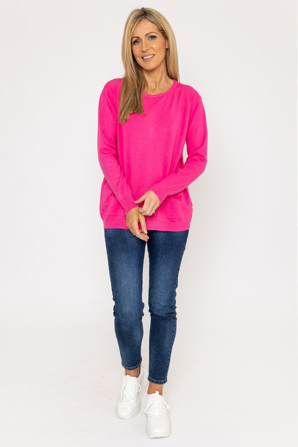 Carraig Donn Button Detail Knit In Bright Pink