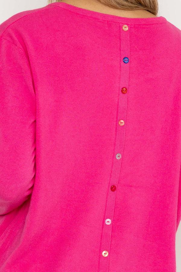 Carraig Donn Button Detail Knit In Bright Pink