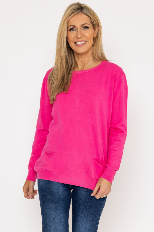 carraig donn Button Detail Knit in Bright Pink